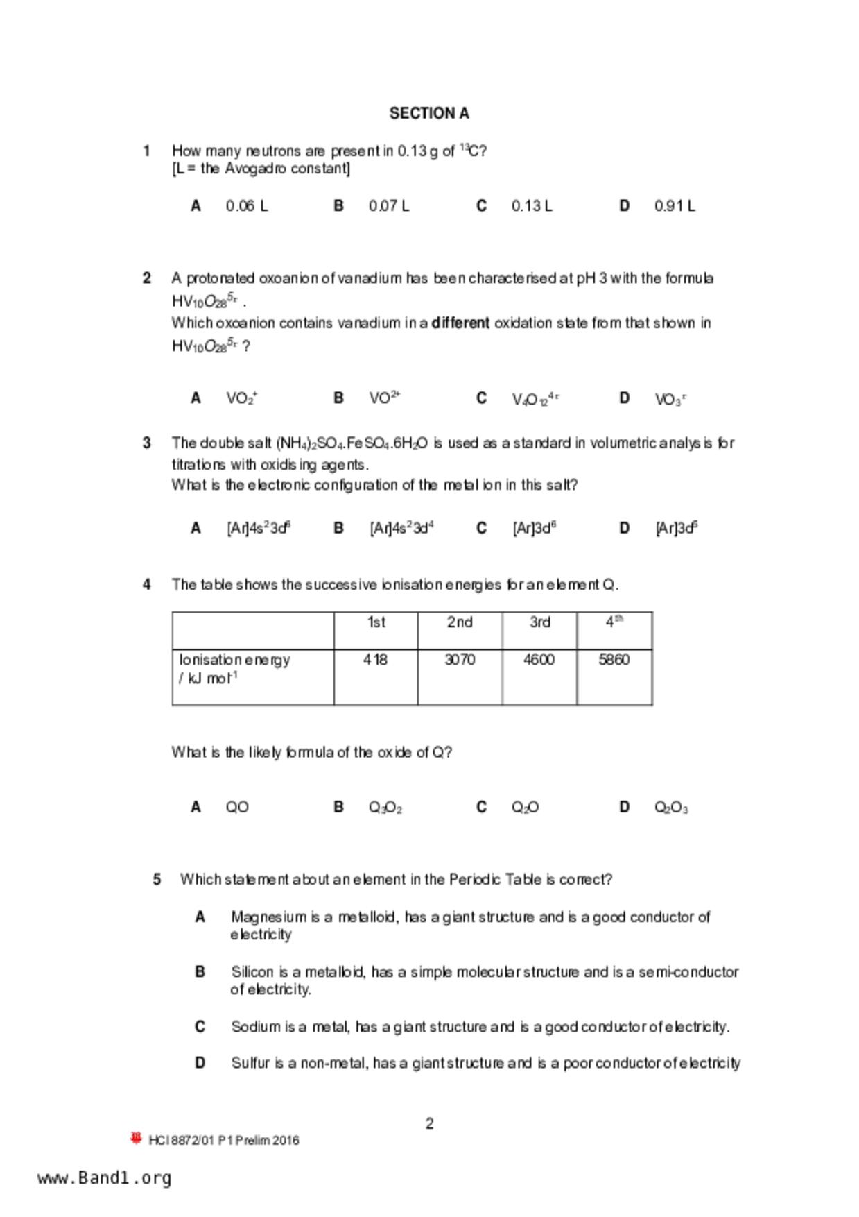 JC2Chemistry試卷
