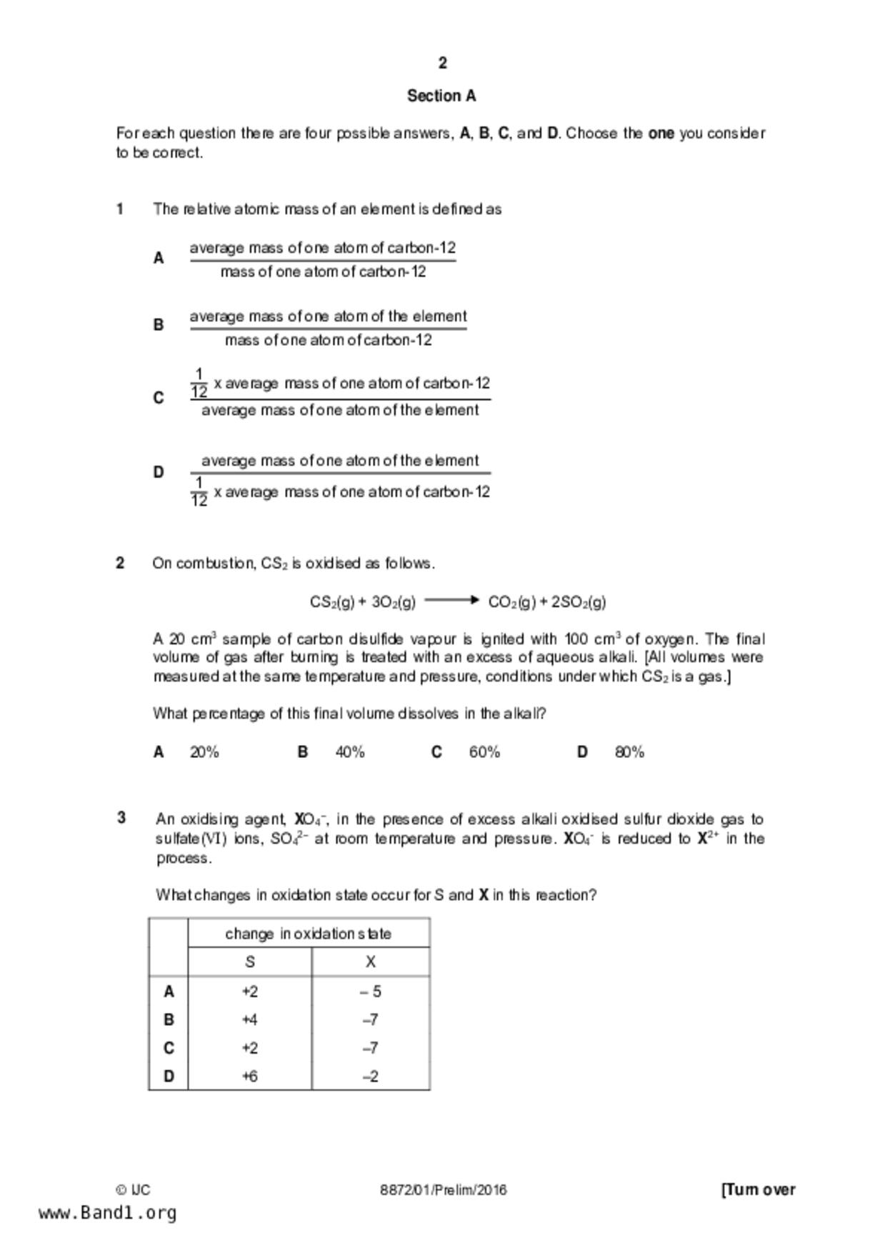 JC2Chemistry試卷