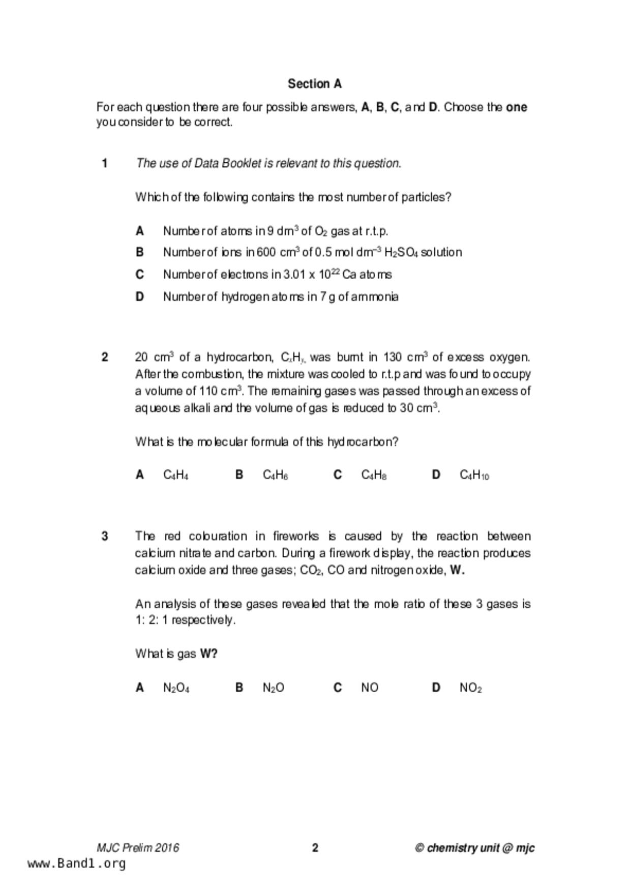 JC2Chemistry試卷