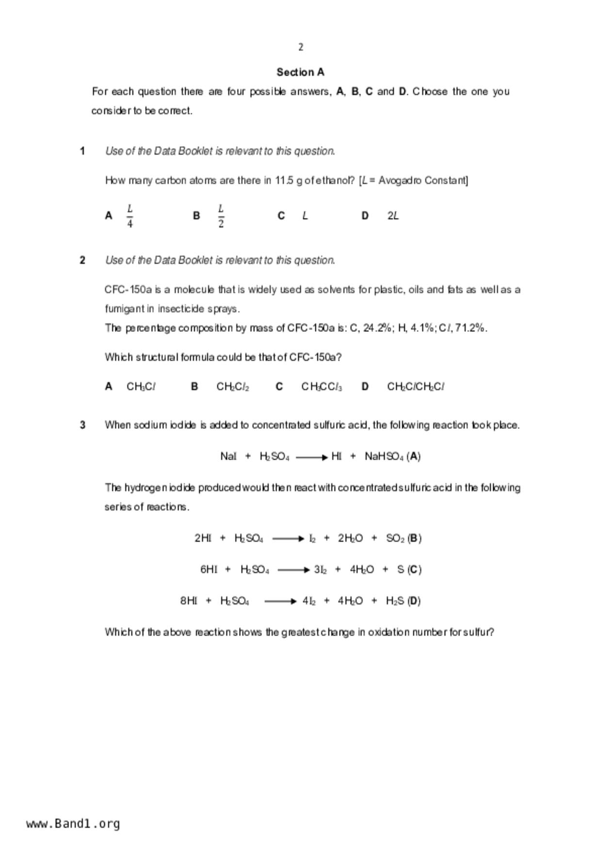JC2Chemistry試卷