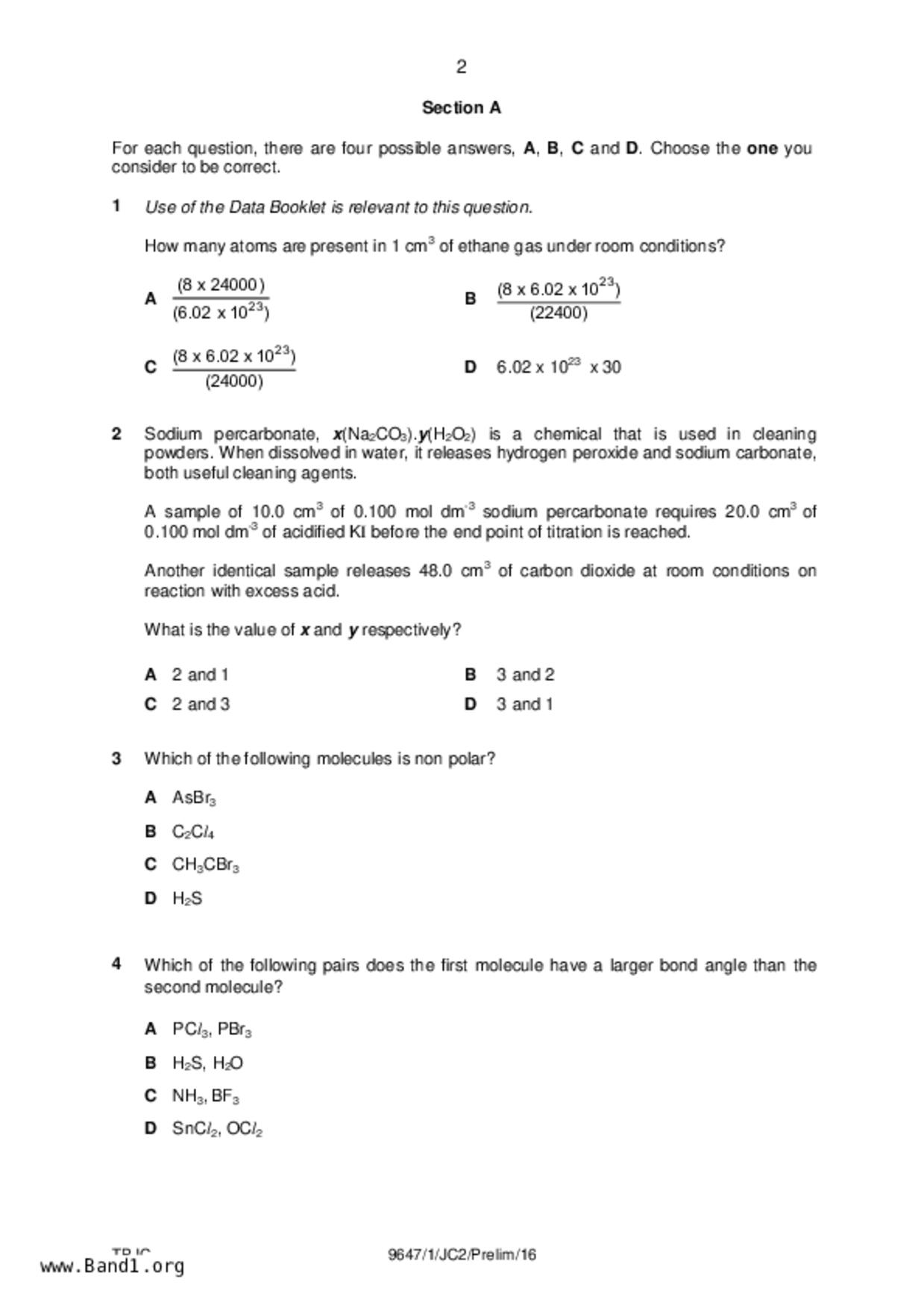JC2Chemistry試卷