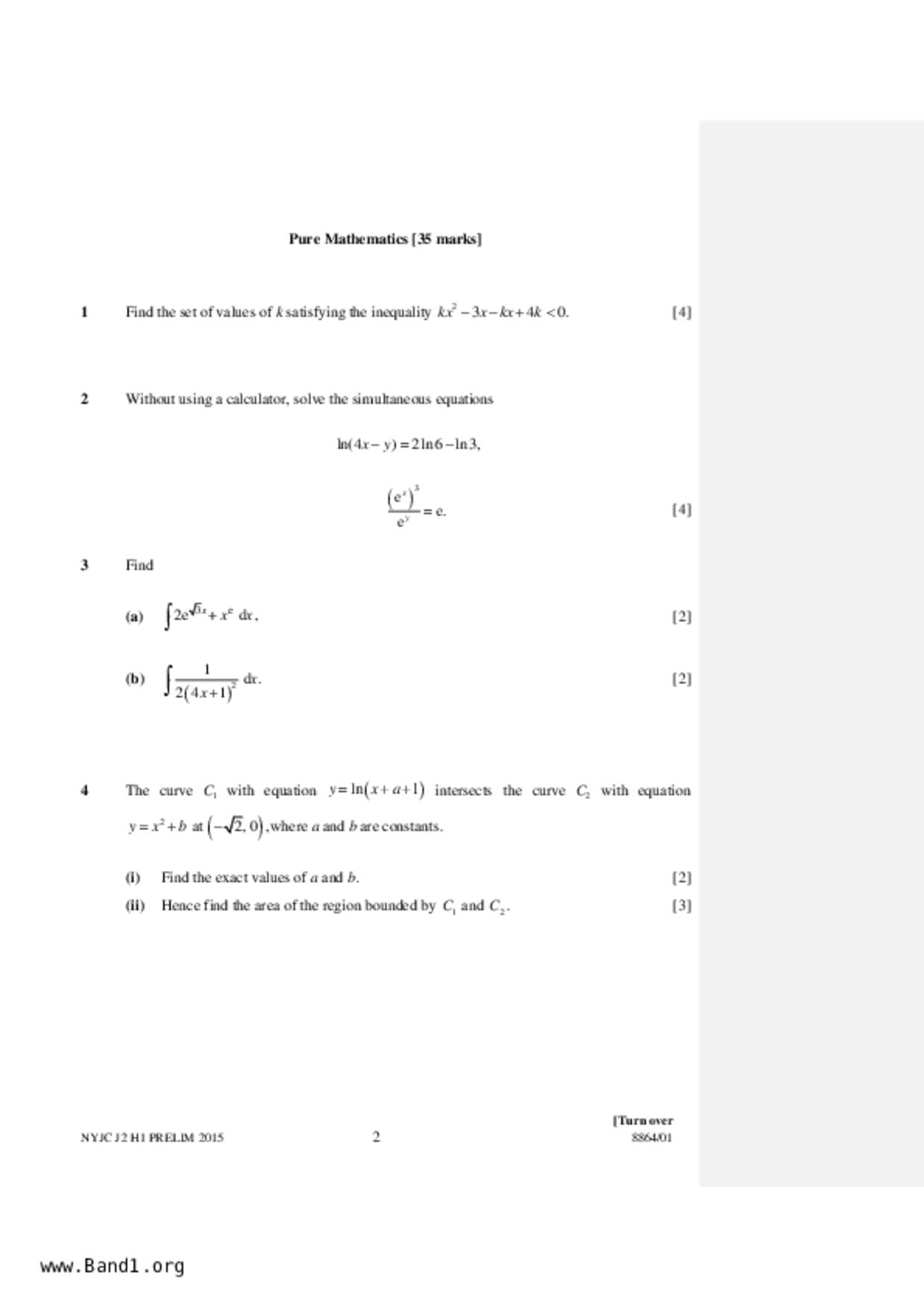 JC2Maths試卷