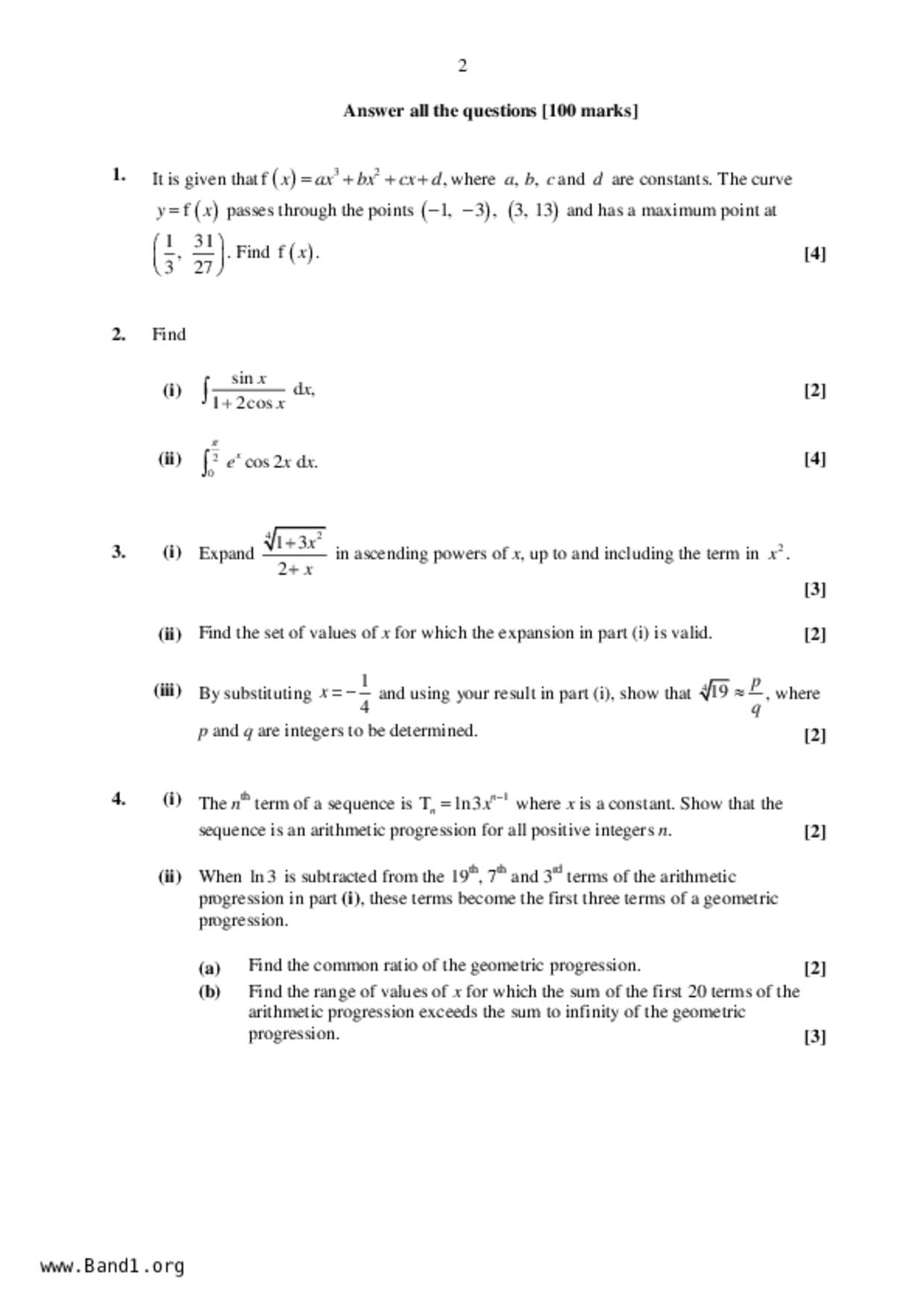 JC2Maths試卷