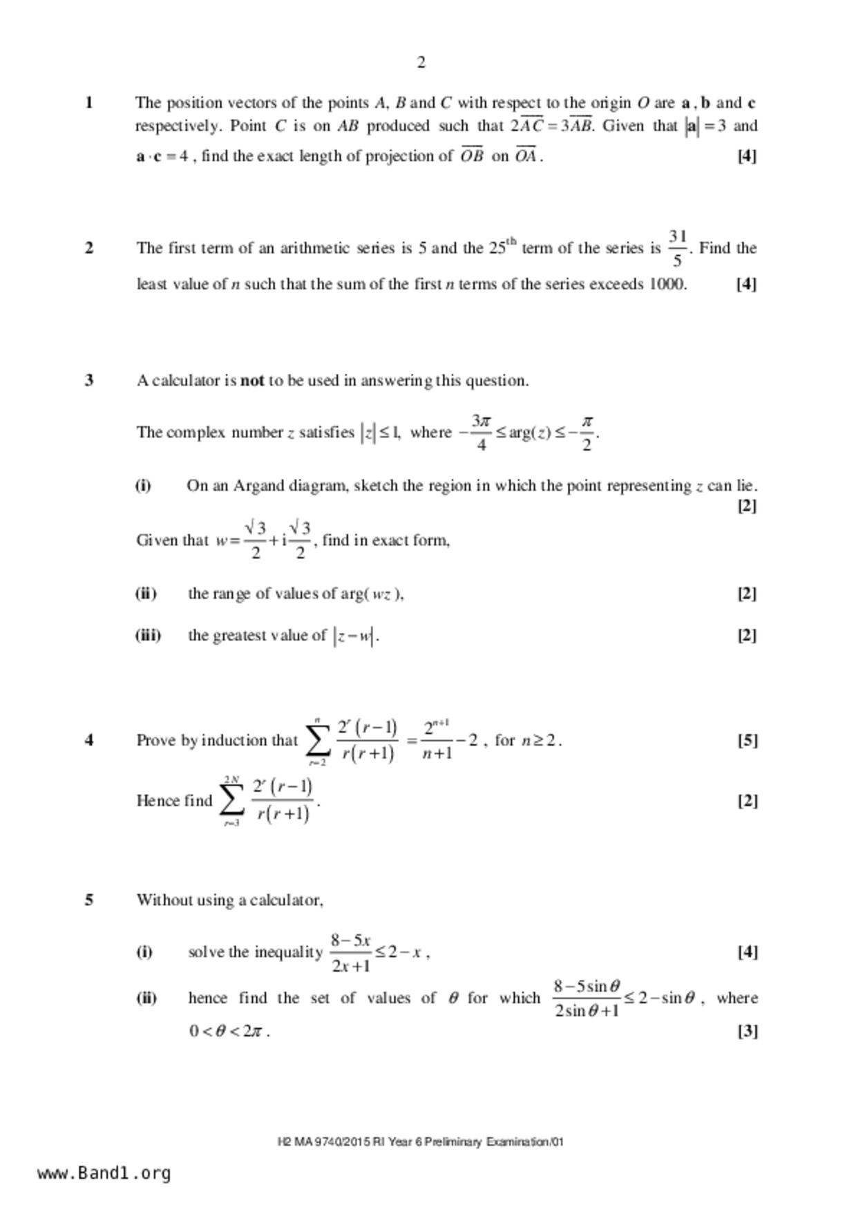 JC2Maths試卷