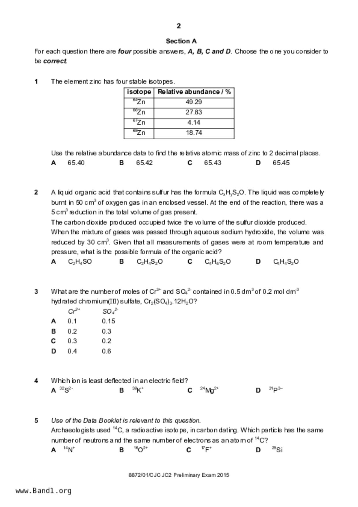 JC2Chemistry試卷