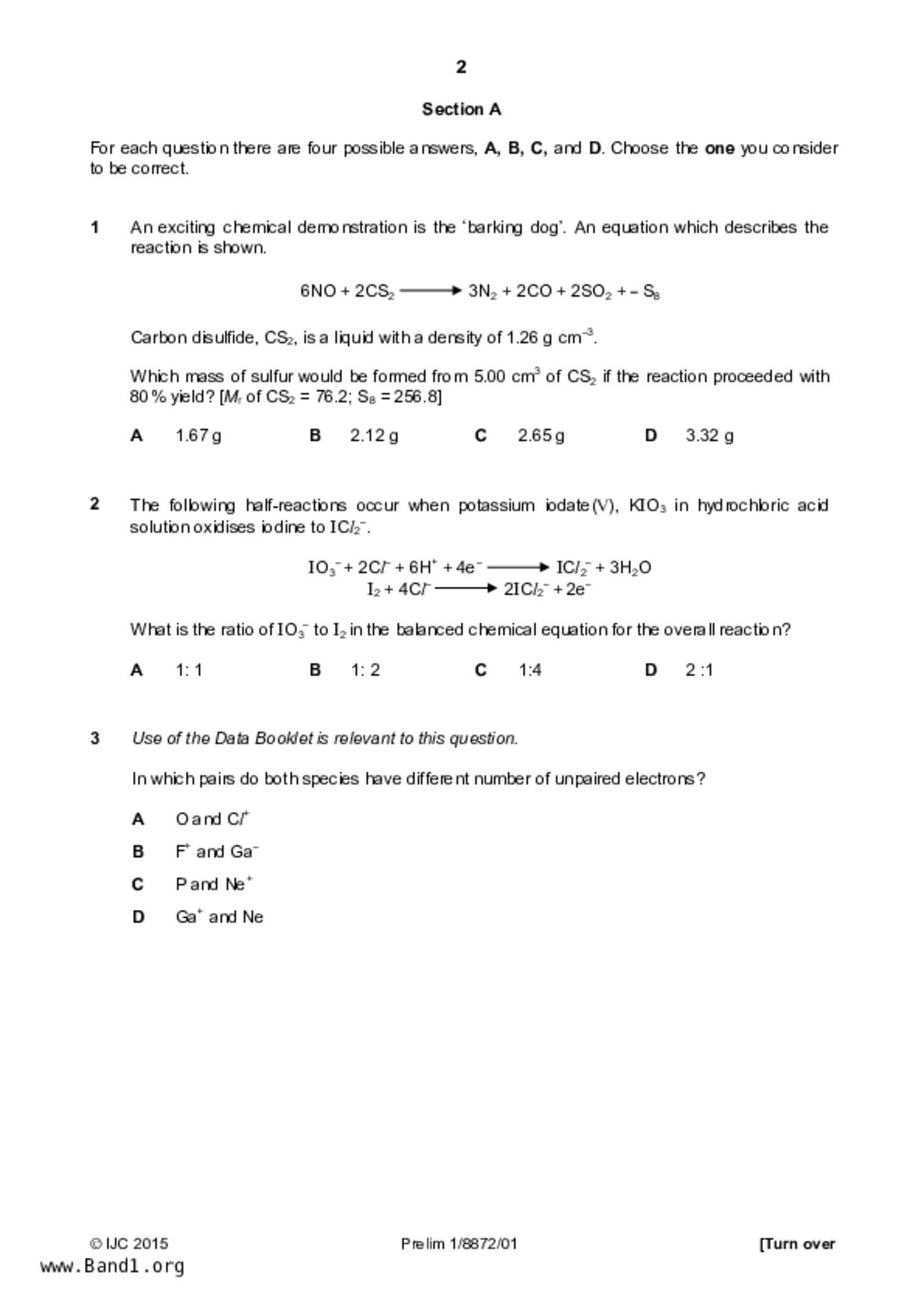 JC2Chemistry試卷