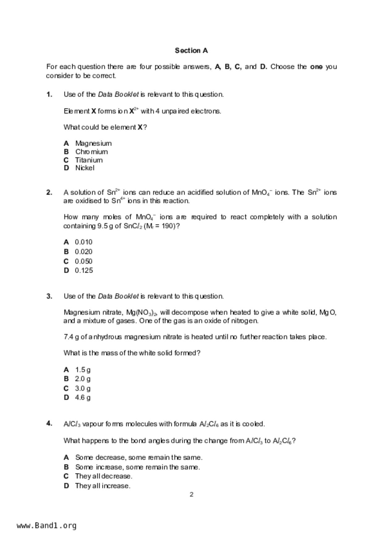 JC2Chemistry試卷