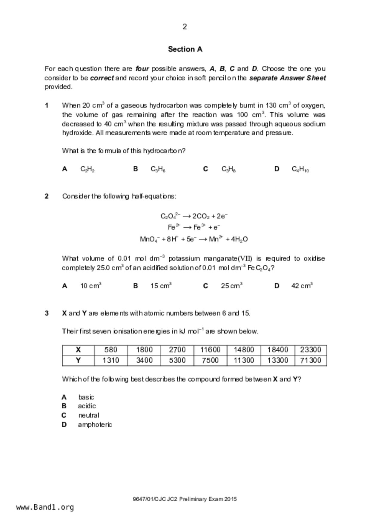 JC2Chemistry試卷