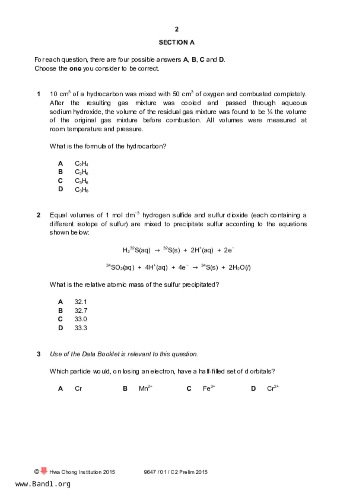 JC2Chemistry試卷