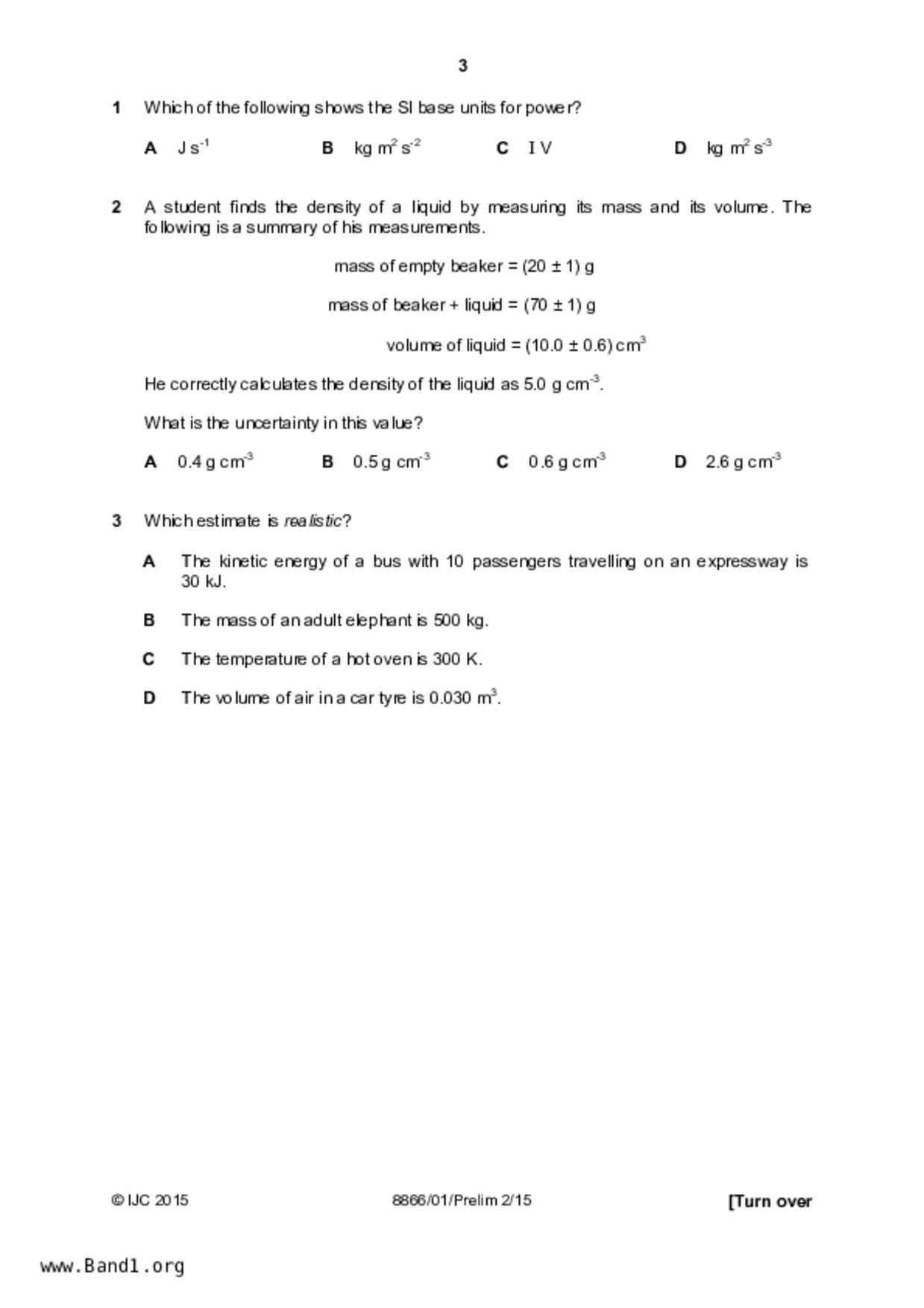 JC2Physics試卷