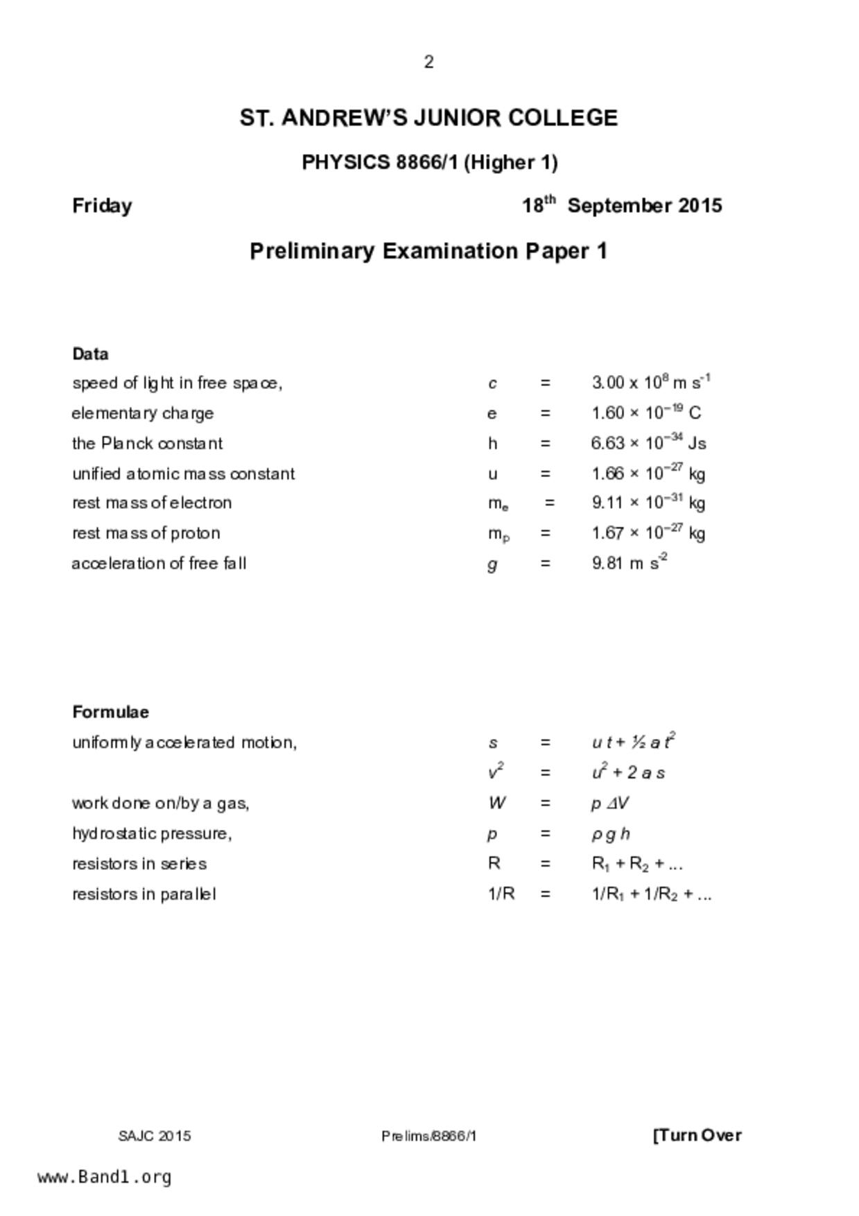 JC2Physics試卷