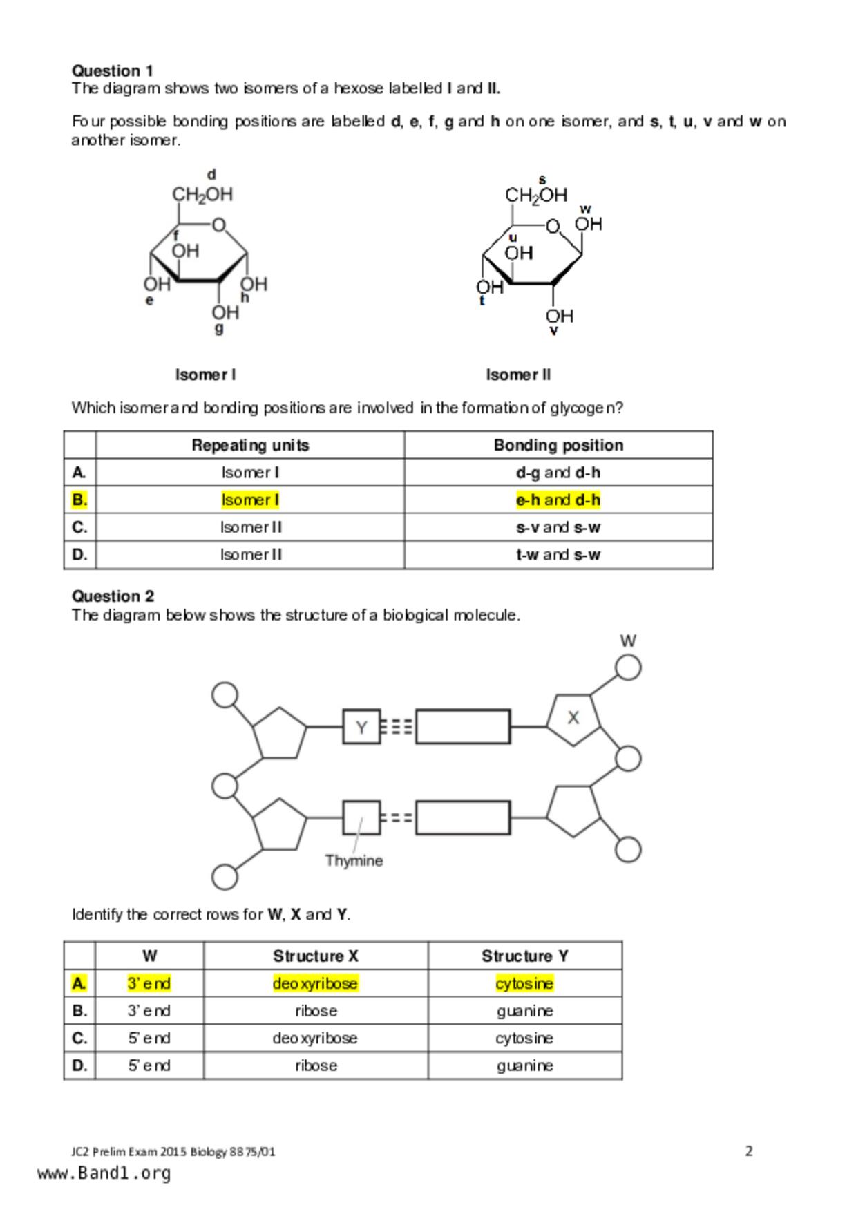 JC2Biology試卷