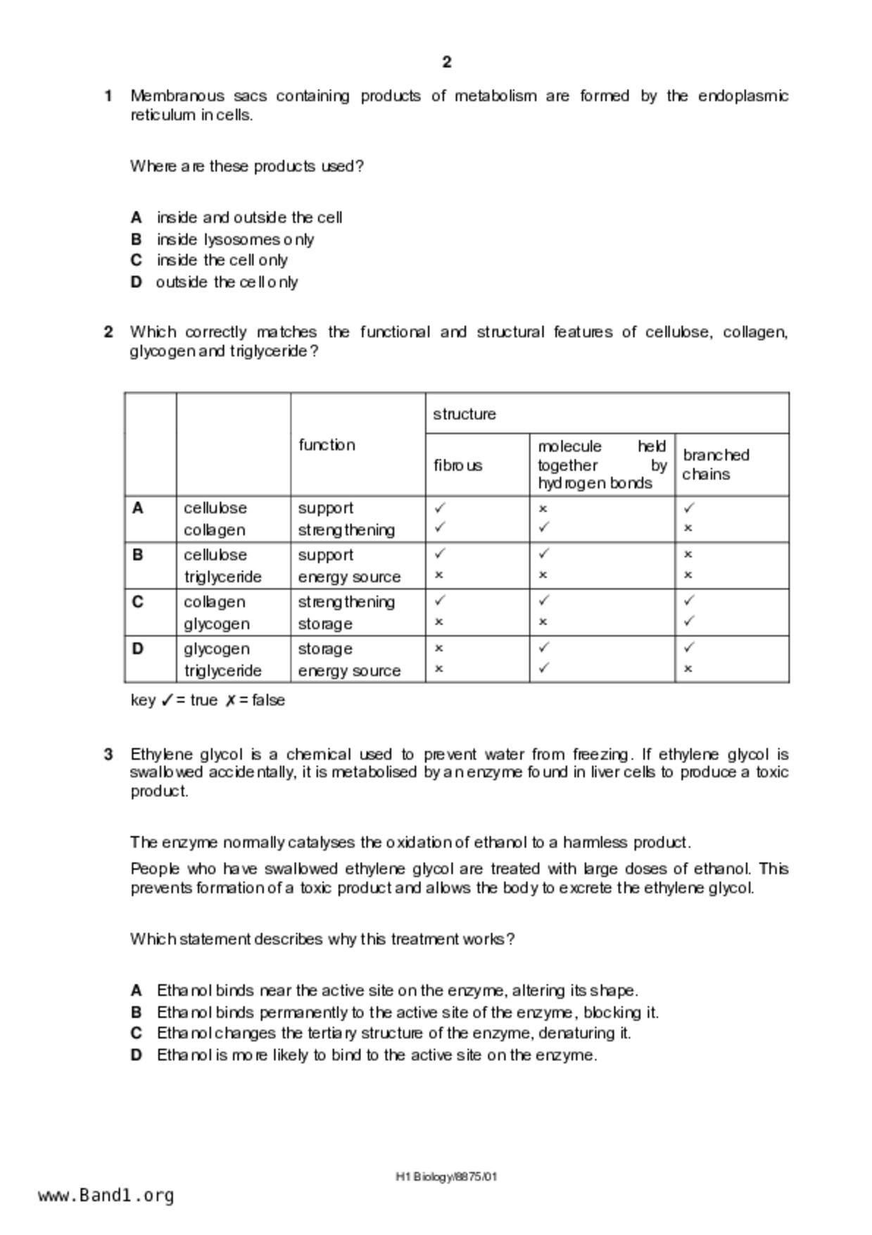 JC2Biology試卷